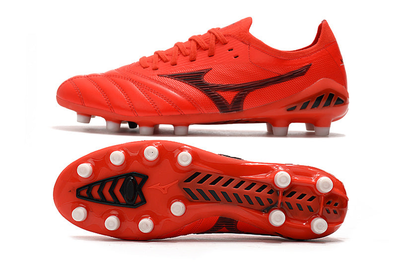 CHUTEIRA MIZUNO MORELIA NEO III JAPAN CAMPO - VERMELHA E PRETA