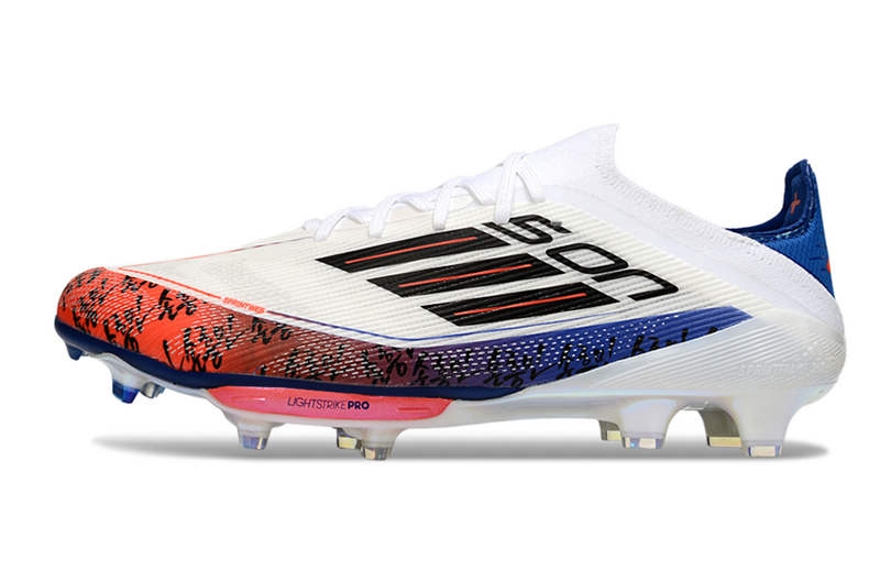 CHUTEIRA ADIDAS F50.1 LIGHTSTRIKE PRO ELITE CAMPO "SON" - BRANCA E LARANJA