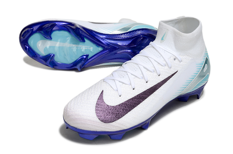 CHUTEIRA NIKE AIR ZOOM MERCURIAL SUPERFLY 10 ELITE CAMPO - BRANCA E AZUL