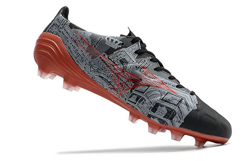 CHUTEIRA MIZUNO ALPHA JAPAN CAMPO "SERGIO RAMOS" - PRETA E LARANJA