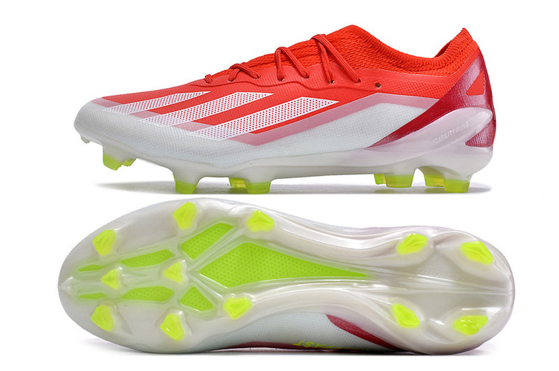 CHUTEIRA ADIDAS X CRAZYFAST.1 CAMPO "ENERGY CITRUS" - VERMELHA E BRANCA