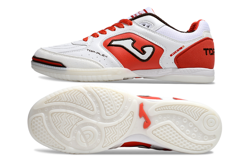 CHUTEIRA JOMA TOP FLEX FUTSAL - BRANCA E VERMELHA