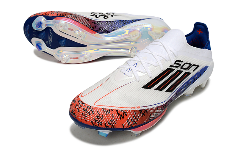 CHUTEIRA ADIDAS F50.1 LIGHTSTRIKE PRO ELITE CAMPO "SON" - BRANCA E LARANJA