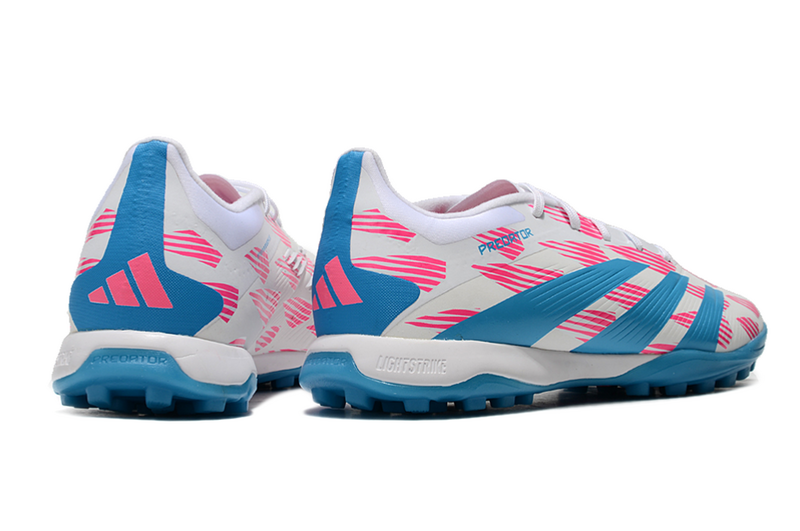 CHUTEIRA ADIDAS PREDATOR 24 ELITE SOCIETY "REEMERGENCE" - BRANCA, AZUL E ROSA