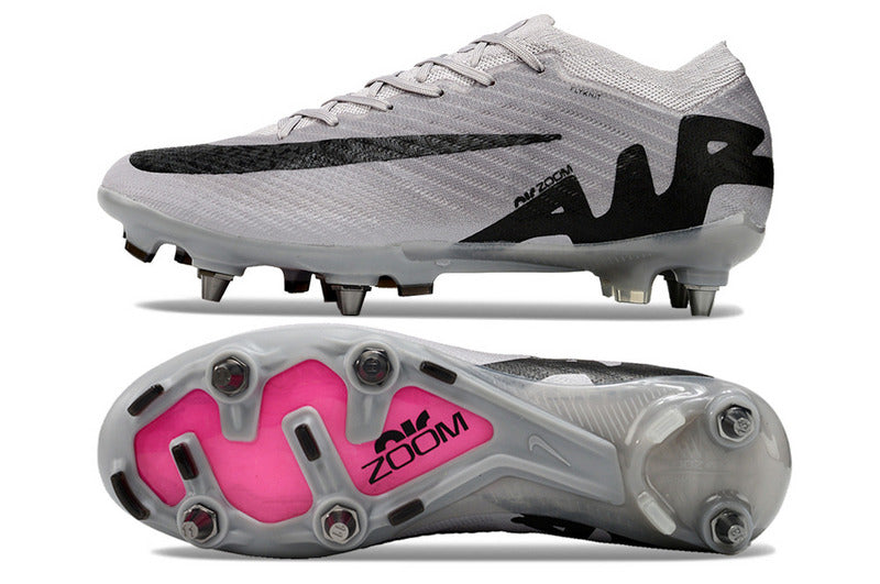 CHUTEIRA NIKE AIR ZOOM MERCURIAL VAPOR 15 ELITE TRAVA MISTA "RISING GEM" - CINZA E PRETA