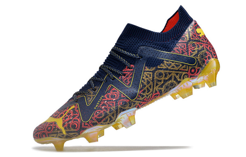 CHUTEIRA PUMA FUTURE ULTIMATE CAMPO - AZUL E AMARELA