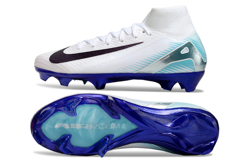 CHUTEIRA NIKE AIR ZOOM MERCURIAL SUPERFLY 10 ELITE CAMPO - BRANCA E AZUL
