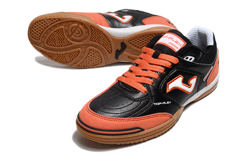 CHUTEIRA JOMA TOP FLEX FUTSAL - PRETA E LARANJA