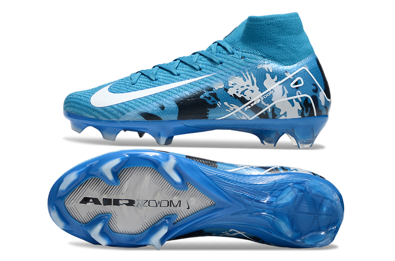 CHUTEIRA NIKE AIR ZOOM MERCURIAL SUPERFLY 10 ELITE CAMPO - AZUL E BRANCA