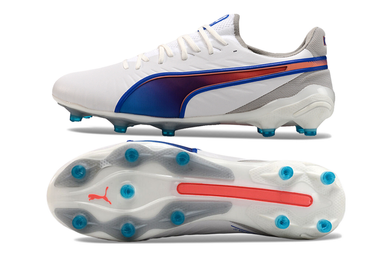CHUTEIRA PUMA KING FG/AG CAMPO "SUPERCHARGE" - BRANCA E ROSA