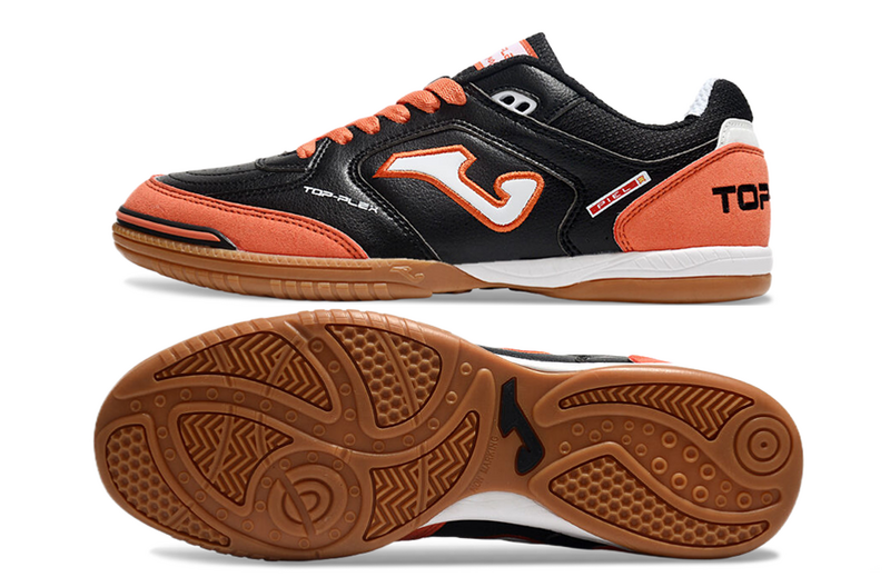 CHUTEIRA JOMA TOP FLEX FUTSAL - PRETA E LARANJA