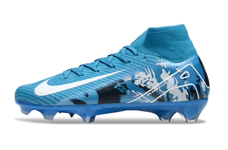 CHUTEIRA NIKE AIR ZOOM MERCURIAL SUPERFLY 10 ELITE CAMPO - AZUL E BRANCA