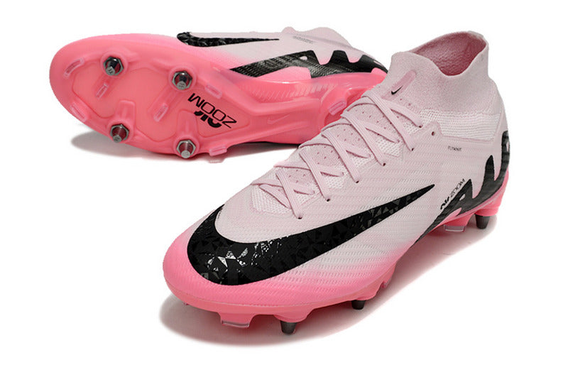 CHUTEIRA NIKE AIR ZOOM MERCURIAL SUPERFLY 9 ELITE TRAVA MISTA "MAD BRILLIANCE" - ROSA E PRETA