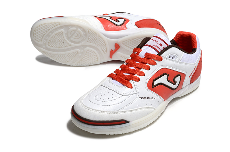 CHUTEIRA JOMA TOP FLEX FUTSAL - BRANCA E VERMELHA
