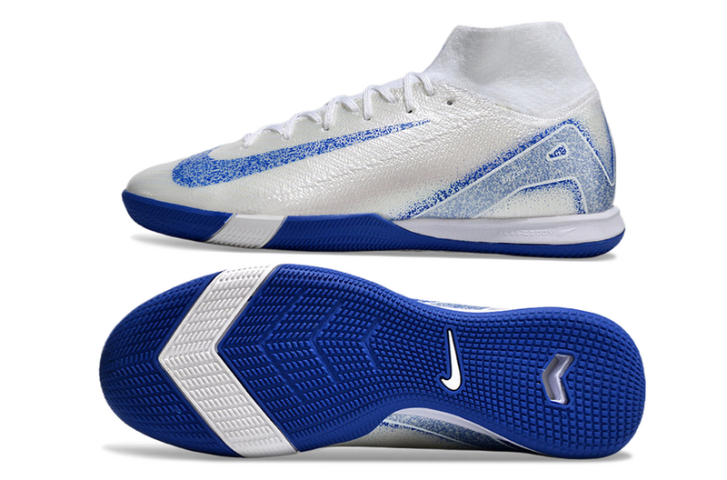 CHUTEIRA NIKE AIR ZOOM MERCURIAL SUPERFLY 10 ELITE FUTSAL - BRANCA E AZUL