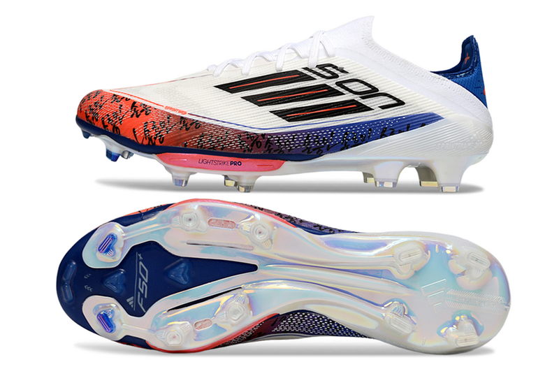CHUTEIRA ADIDAS F50.1 LIGHTSTRIKE PRO ELITE CAMPO "SON" - BRANCA E LARANJA
