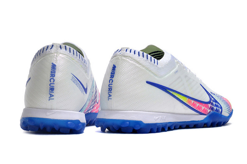 CHUTEIRA NIKE MERCURIAL AIR ZOOM VAPOR 15 ELITE SOCIETY - BRANCA E AZUL