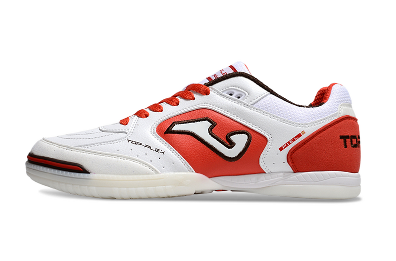 CHUTEIRA JOMA TOP FLEX FUTSAL - BRANCA E VERMELHA