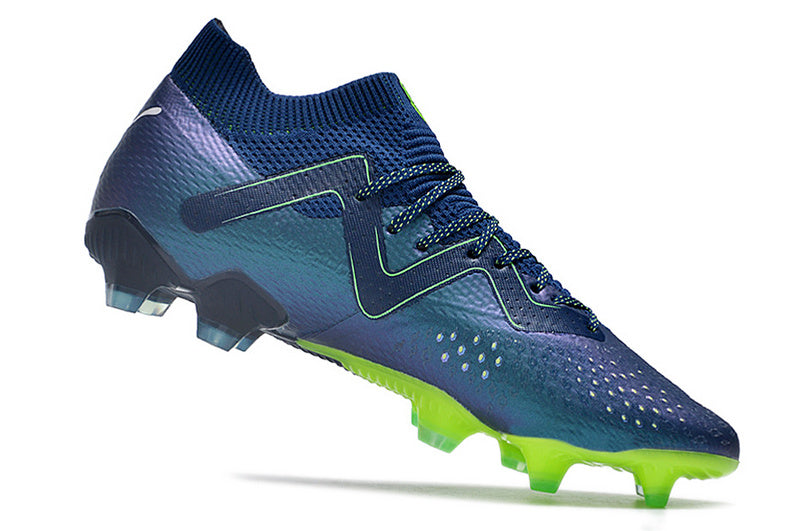 CHUTEIRA PUMA FUTURE ULTIMATE CAMPO "GEAR UP" AZUL E VERDE