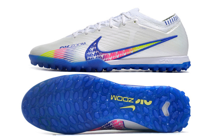 CHUTEIRA NIKE MERCURIAL AIR ZOOM VAPOR 15 ELITE SOCIETY - BRANCA E AZUL