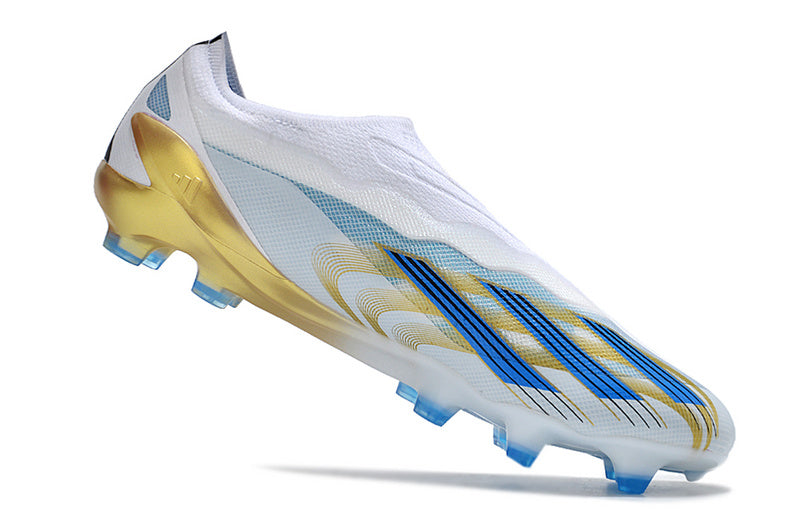 CHUTEIRA ADIDAS X CRAZYFAST+ CAMPO "LAS ESTRELAS" - BRANCA E AZUL