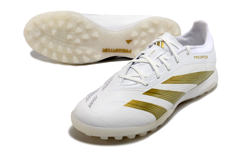 CHUTEIRA ADIDAS PREDATOR 24 ELITE SOCIETY "DAY SPARK" - BRANCA E DOURADA