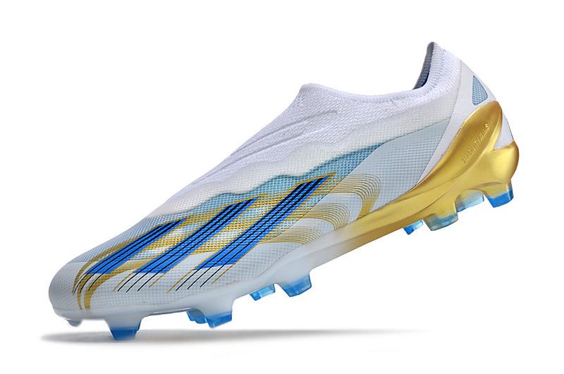 CHUTEIRA ADIDAS X CRAZYFAST+ CAMPO "LAS ESTRELAS" - BRANCA E AZUL