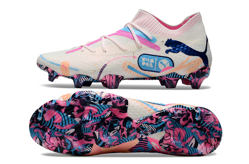 CHUTEIRA PUMA FUTURE 7 ULTIMATE CAMPO - BRANCA E ROXA