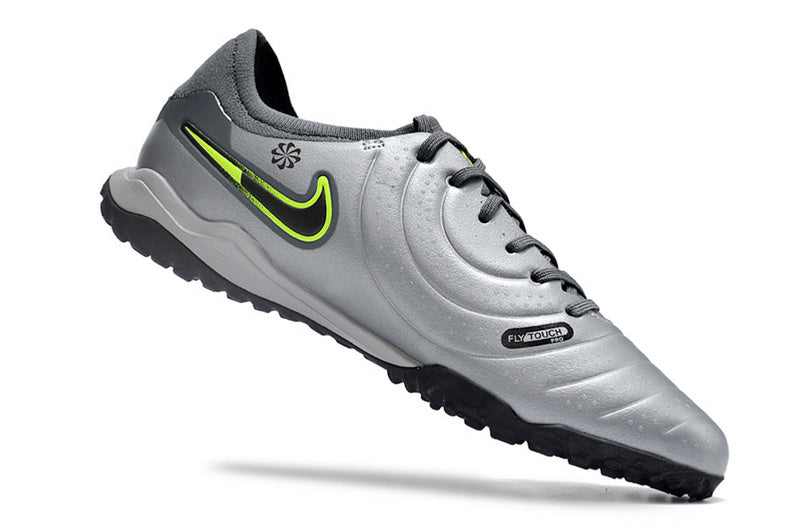 CHUTEIRA NIKE TIEMPO LEGEND 10 SOCIETY - CINZA, PRETA E VERDE