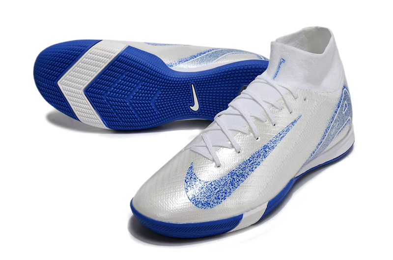 CHUTEIRA NIKE AIR ZOOM MERCURIAL SUPERFLY 10 ELITE FUTSAL - BRANCA E AZUL