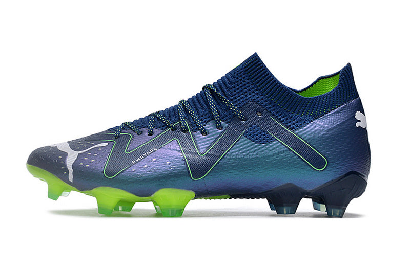 CHUTEIRA PUMA FUTURE ULTIMATE CAMPO "GEAR UP" AZUL E VERDE