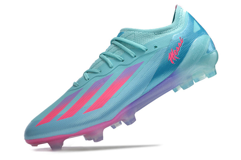 CHUTEIRA ADIDAS X CRAZYFAST.1 CAMPO "MIAMI VICE" - AZUL E ROSA