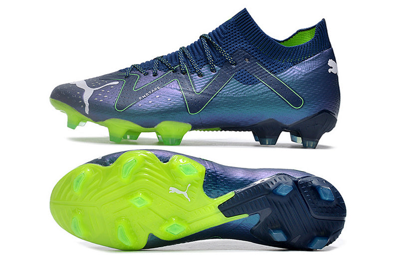 CHUTEIRA PUMA FUTURE ULTIMATE CAMPO "GEAR UP" AZUL E VERDE