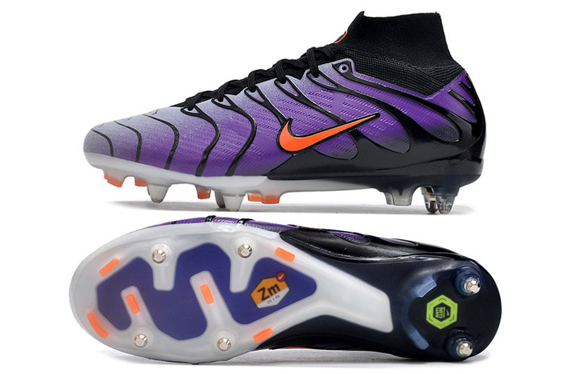 CHUTEIRA NIKE AIR ZOOM MERCURIAL SUPERFLY 9 ELITE TRAVA MISTA FIXA "AIR MAX TN" - ROXA E PRETA