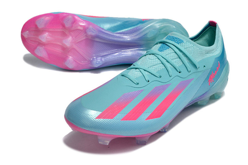 CHUTEIRA ADIDAS X CRAZYFAST.1 CAMPO "MIAMI VICE" - AZUL E ROSA