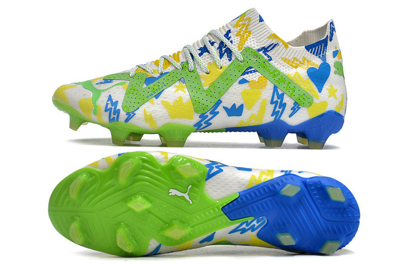 CHUTEIRA PUMA FUTURE ULTIMATE CAMPO "NEYMAR INSTITUTO" VERDE E AMARELA