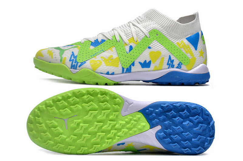 CHUTEIRA PUMA FUTURE ULTIMATE SOCIETY "NEYMAR INSTITUTO" - BRANCA, VERDE E AZUL