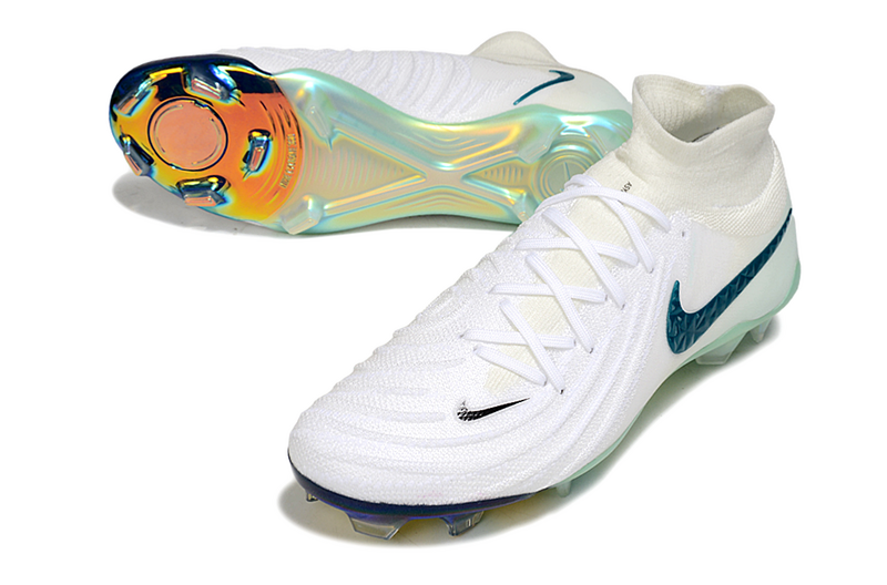 CHUTEIRA NIKE PHANTOM LUNA II ELITE CAMPO "CHROMATIC" - BRANCA E VERDE
