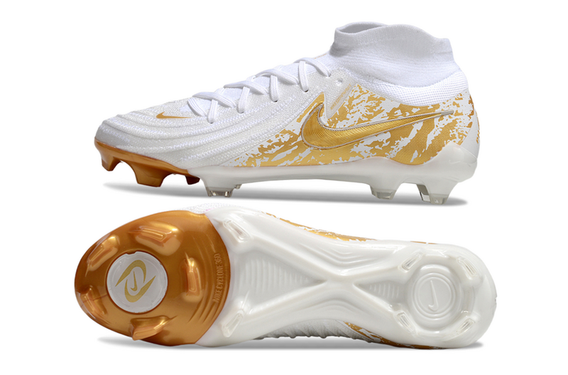 CHUTEIRA NIKE PHANTOM LUNA II ELITE CAMPO - BRANCA E DOURADA