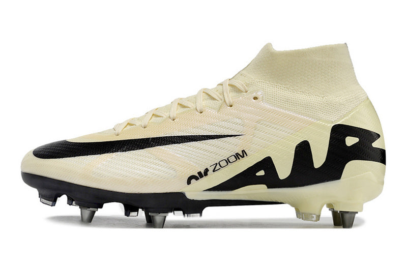 CHUTEIRA NIKE AIR ZOOM MERCURIAL SUPERFLY 9 ELITE TRAVA MISTA "MAD READY" - BEGE E PRETA