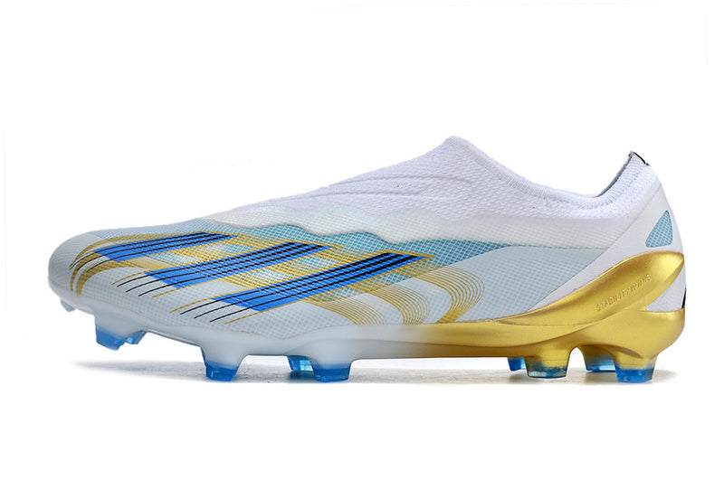 CHUTEIRA ADIDAS X CRAZYFAST+ CAMPO "LAS ESTRELAS" - BRANCA E AZUL