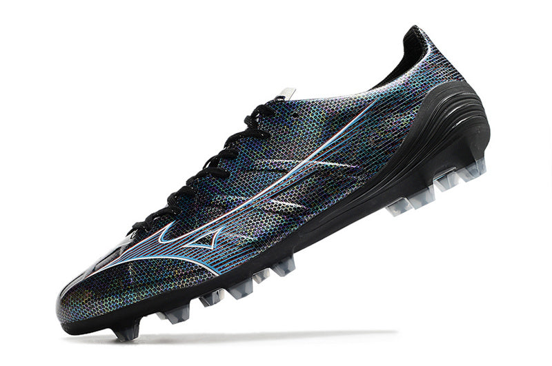 CHUTEIRA MIZUNO ALPHA JAPAN CAMPO "SPRING" - PRETA E AZUL