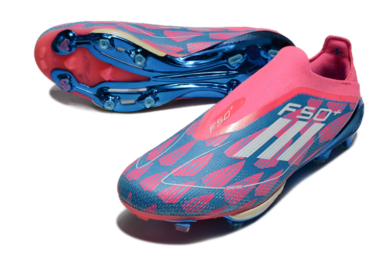 CHUTEIRA ADIDAS F50 LACELESS LIGHTSTRIKE PRO ELITE CAMPO "REEMERGENCE" – AZUL E ROSA