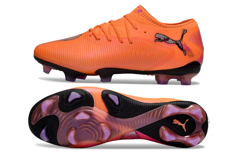 CHUTEIRA PUMA FUTURE 8 ULTIMATE LOW CAMPO - LARANJA E ROSA