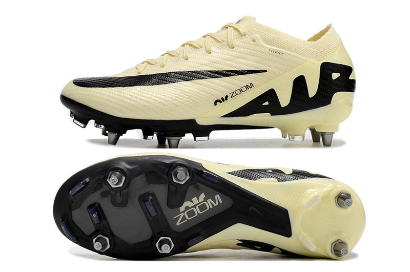 CHUTEIRA NIKE AIR ZOOM MERCURIAL VAPOR 15 ELITE TRAVA MISTA "MAD READY" - BEGE E PRETA