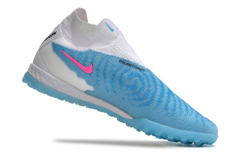 CHUTEIRA NIKE PHANTOM GX DYNAMIC FIT ELITE SOCIETY - AZUL E BRANCA