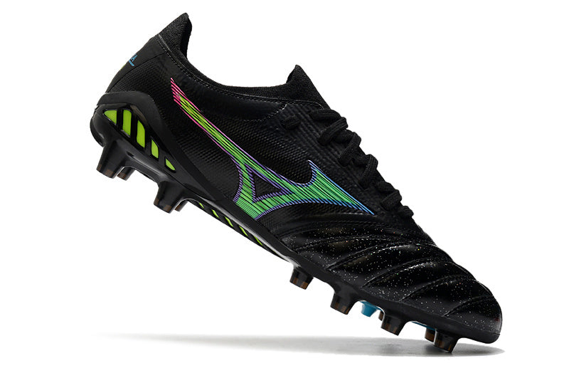 CHUTEIRA MIZUNO MORELIA NEO III JAPAN CAMPO - PRETA E VERDE