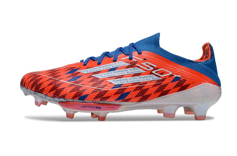 CHUTEIRA ADIDAS F50.1 LIGHTSTRIKE PRO ELITE CAMPO - LARANJA E AZUL