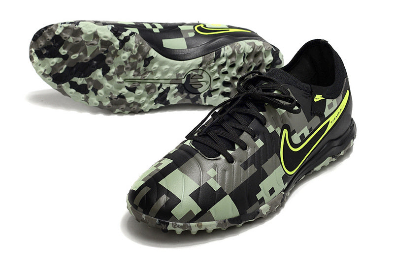 CHUTEIRA NIKE TIEMPO LEGEND 10 SOCIETY - CINZA, PRETA E AMARELA