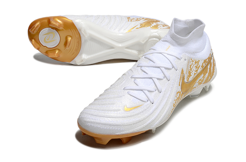 CHUTEIRA NIKE PHANTOM LUNA II ELITE CAMPO - BRANCA E DOURADA